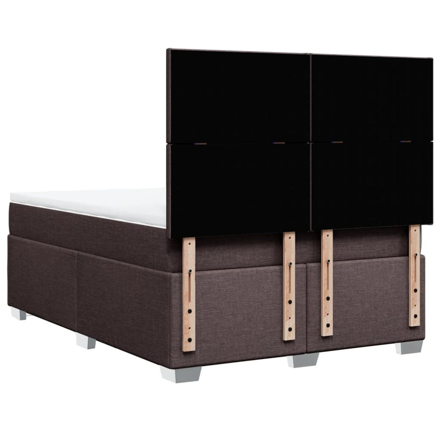 Boxspring met matras stof donkerbruin 140x190 cm