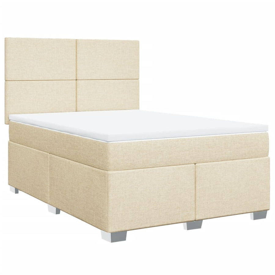 Boxspring met matras stof crèmekleurig 140x190 cm