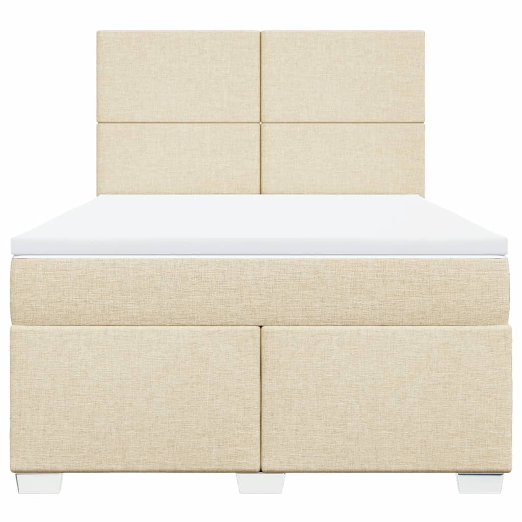 Boxspring met matras stof crèmekleurig 140x190 cm