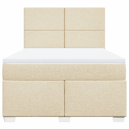Boxspring met matras stof crèmekleurig 140x190 cm