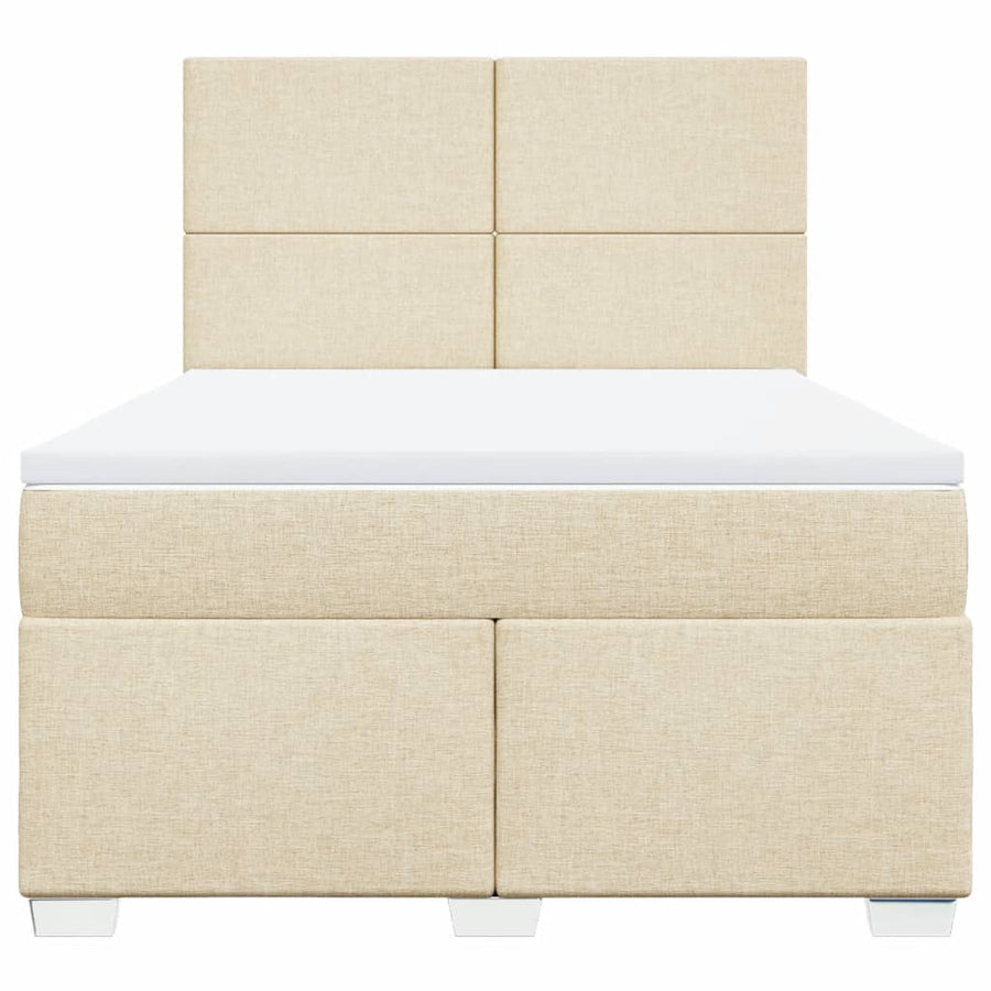 Boxspring met matras stof crèmekleurig 140x190 cm