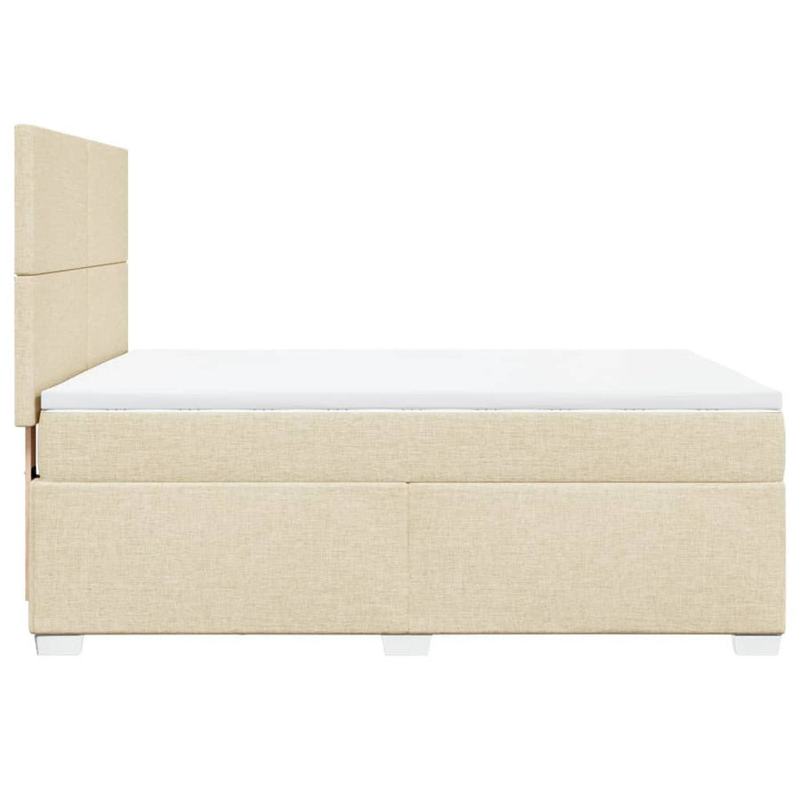 Boxspring met matras stof crèmekleurig 140x190 cm