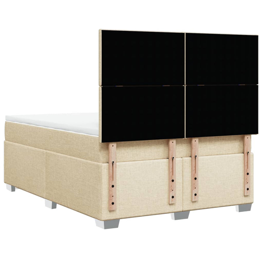 Boxspring met matras stof crèmekleurig 140x190 cm
