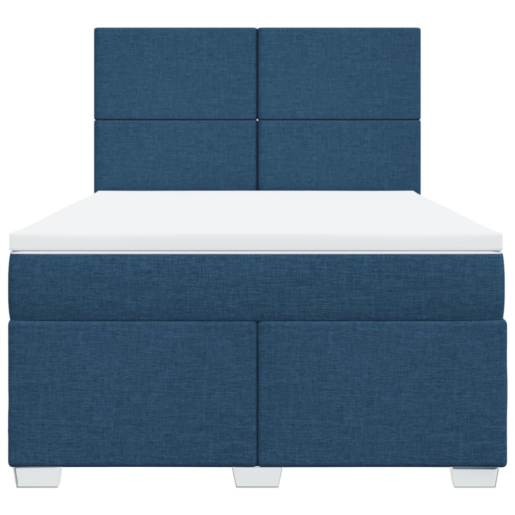 Boxspring met matras stof blauw 140x190 cm