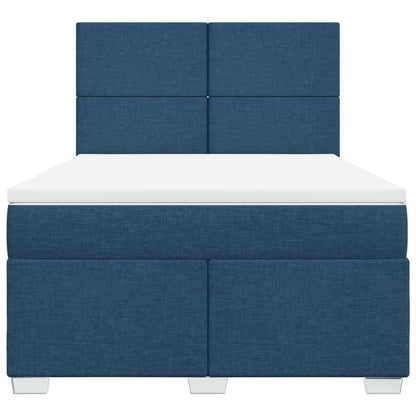 Boxspring met matras stof blauw 140x190 cm
