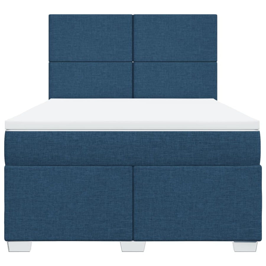 Boxspring met matras stof blauw 140x190 cm