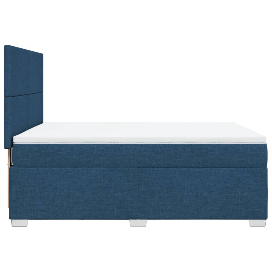 Boxspring met matras stof blauw 140x190 cm