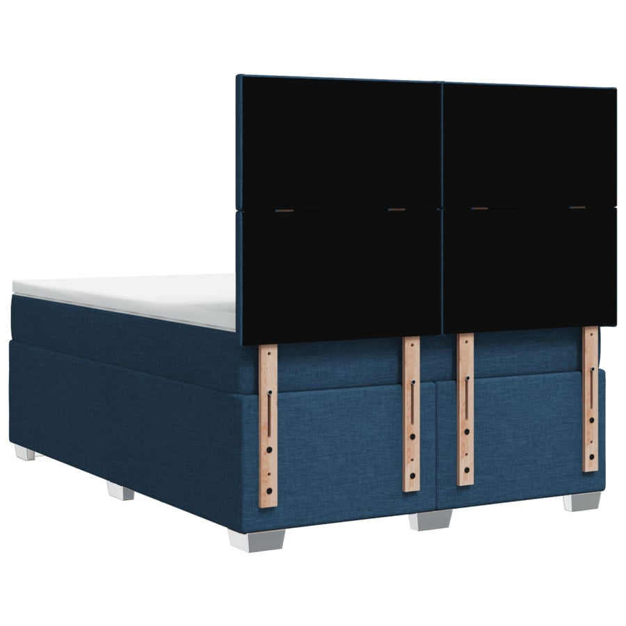 Boxspring met matras stof blauw 140x190 cm