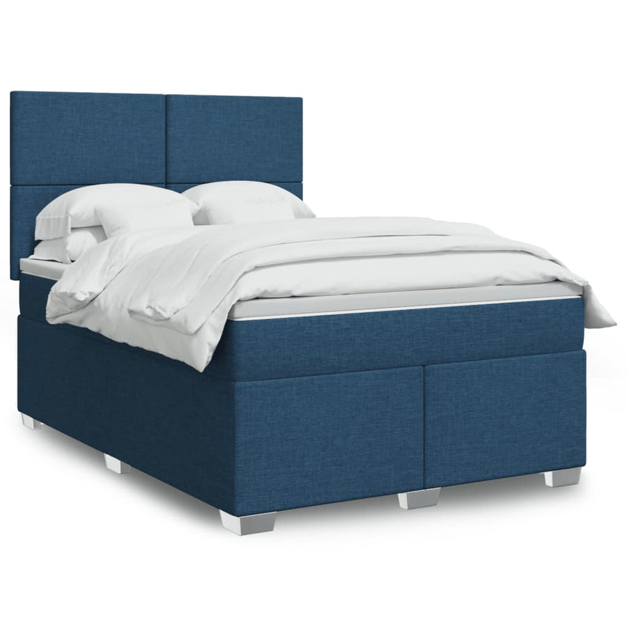 Boxspring met matras stof blauw 140x190 cm