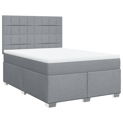 Boxspring met matras stof lichtgrijs 140x190 cm