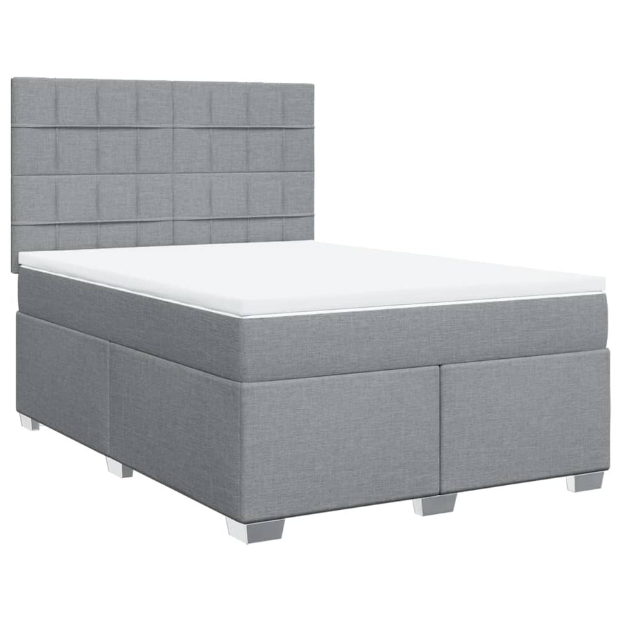 Boxspring met matras stof lichtgrijs 140x190 cm