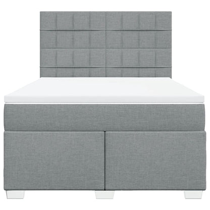 Boxspring met matras stof lichtgrijs 140x190 cm