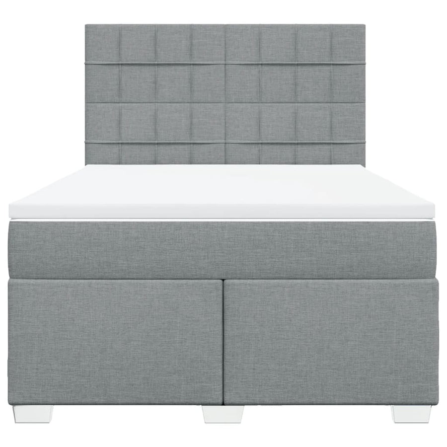 Boxspring met matras stof lichtgrijs 140x190 cm