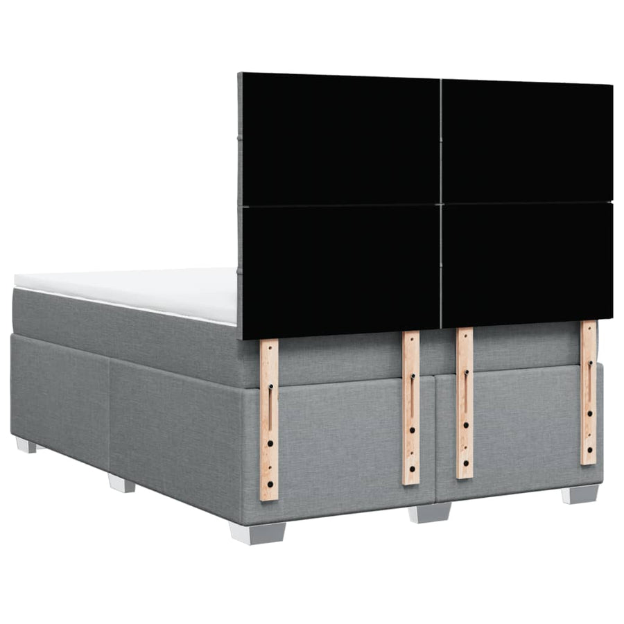 Boxspring met matras stof lichtgrijs 140x190 cm