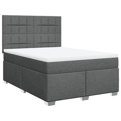 Boxspring met matras stof donkergrijs 140x190 cm
