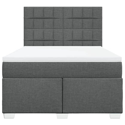 Boxspring met matras stof donkergrijs 140x190 cm