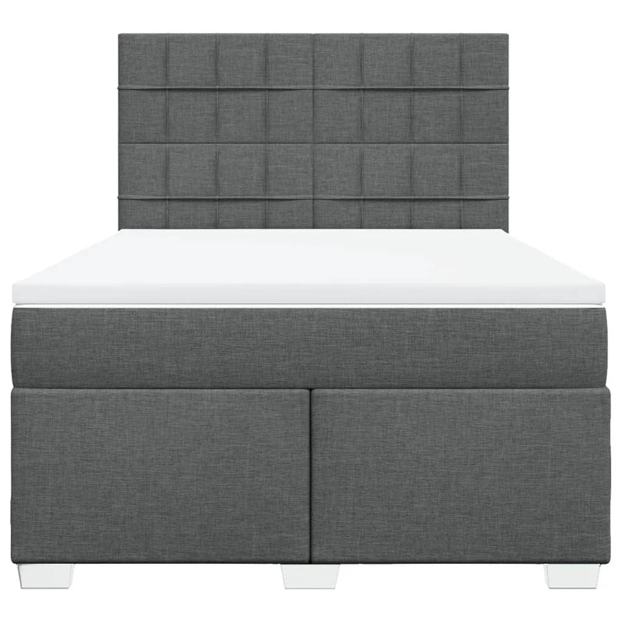 Boxspring met matras stof donkergrijs 140x190 cm