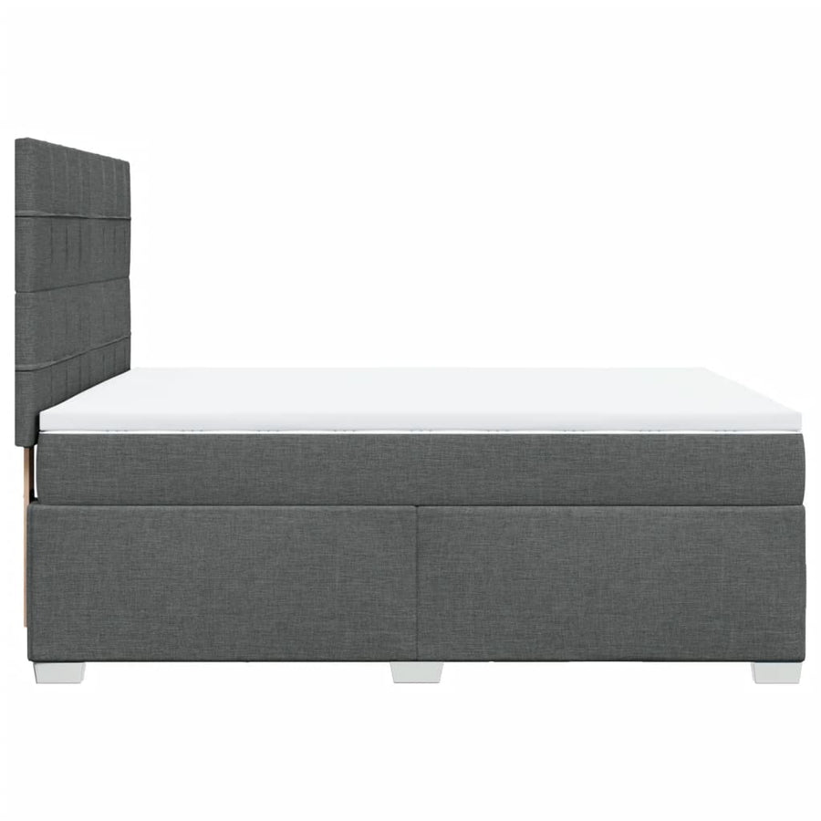 Boxspring met matras stof donkergrijs 140x190 cm