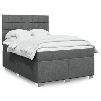 Boxspring met matras stof donkergrijs 140x190 cm