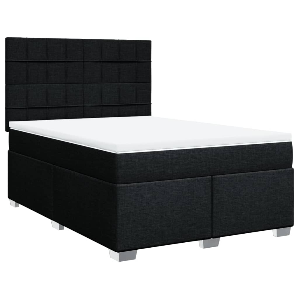 Boxspring met matras stof zwart 140x190 cm