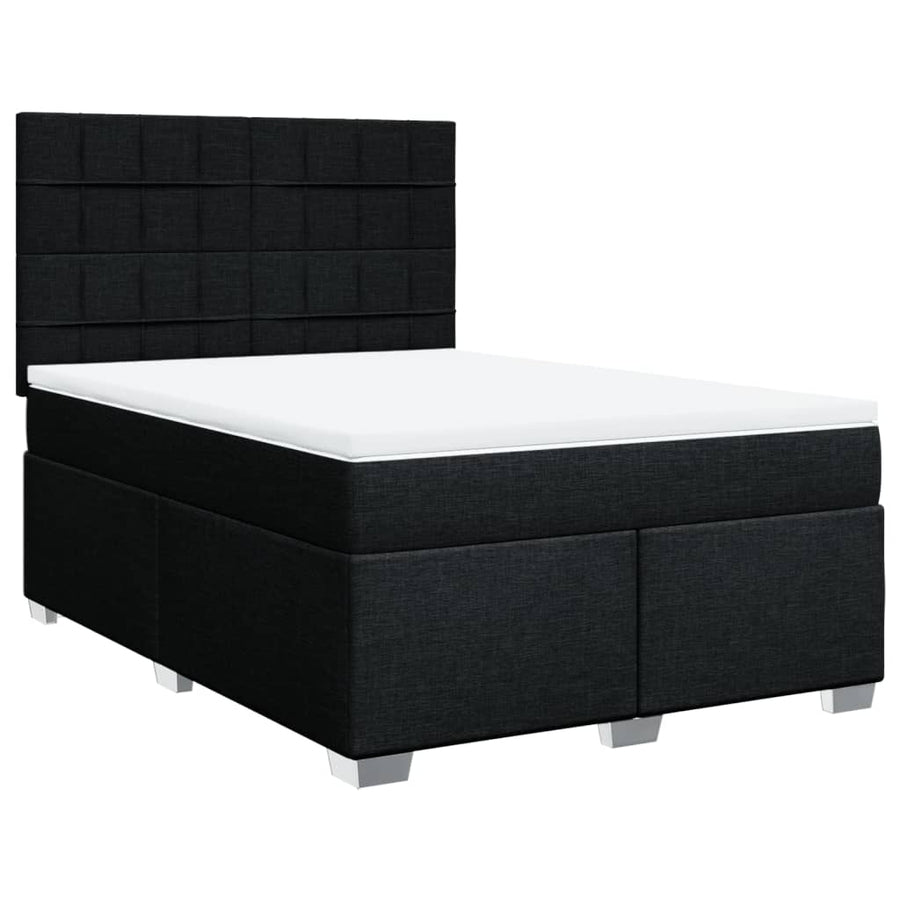 Boxspring met matras stof zwart 140x190 cm