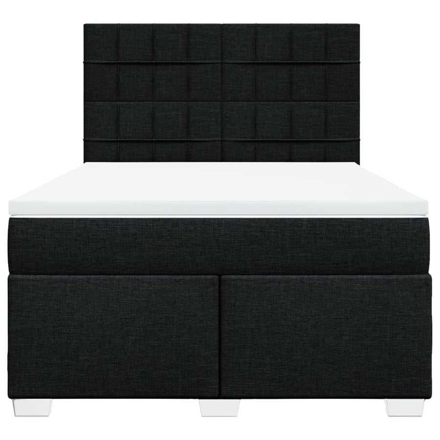 Boxspring met matras stof zwart 140x190 cm
