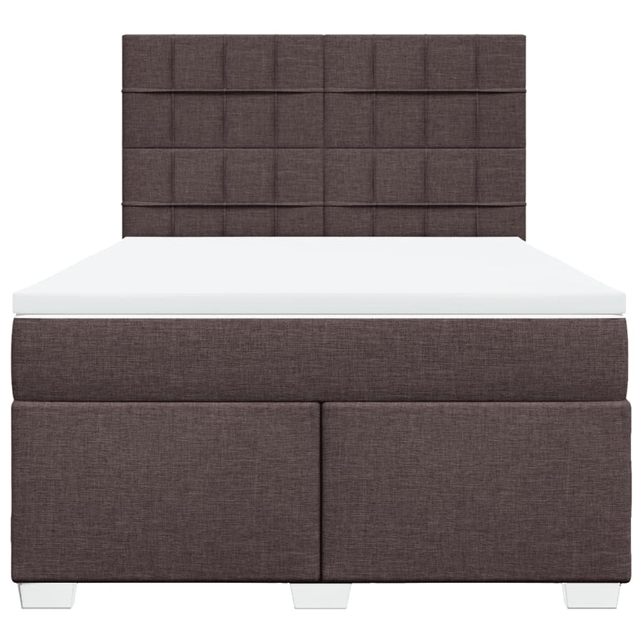 Boxspring met matras stof donkerbruin 140x190 cm