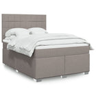 Box spring with fabric mattress taupe 140x190 cm