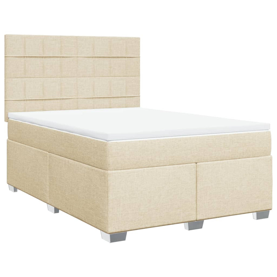 Boxspring met matras stof crèmekleurig 140x190 cm
