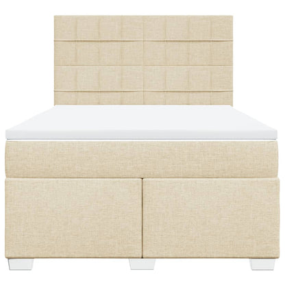 Boxspring met matras stof crèmekleurig 140x190 cm
