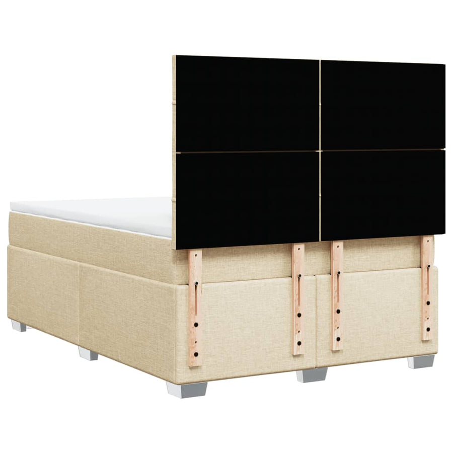 Boxspring met matras stof crèmekleurig 140x190 cm