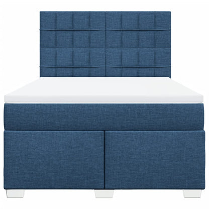 Boxspring met matras stof blauw 140x190 cm