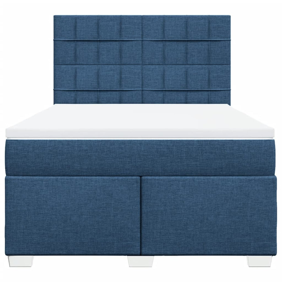Boxspring met matras stof blauw 140x190 cm