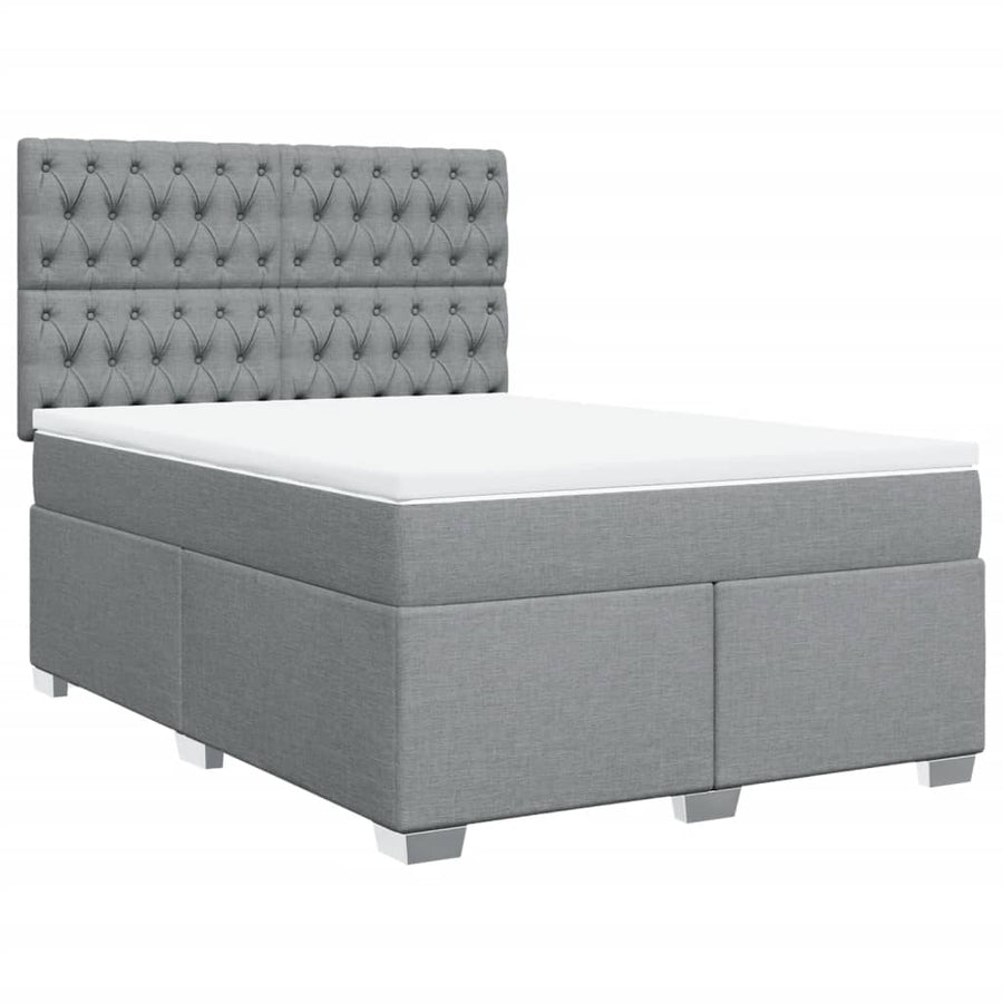 Boxspring met matras stof lichtgrijs 140x190 cm