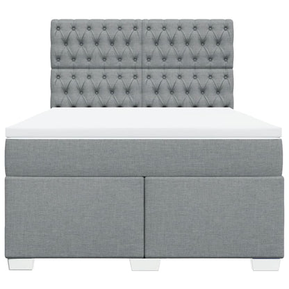 Boxspring met matras stof lichtgrijs 140x190 cm