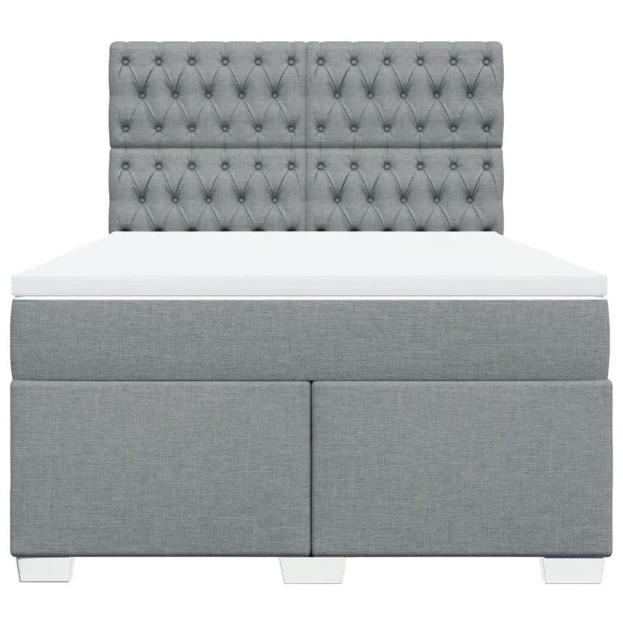 Boxspring met matras stof lichtgrijs 140x190 cm