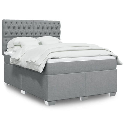 Boxspring met matras stof lichtgrijs 140x190 cm
