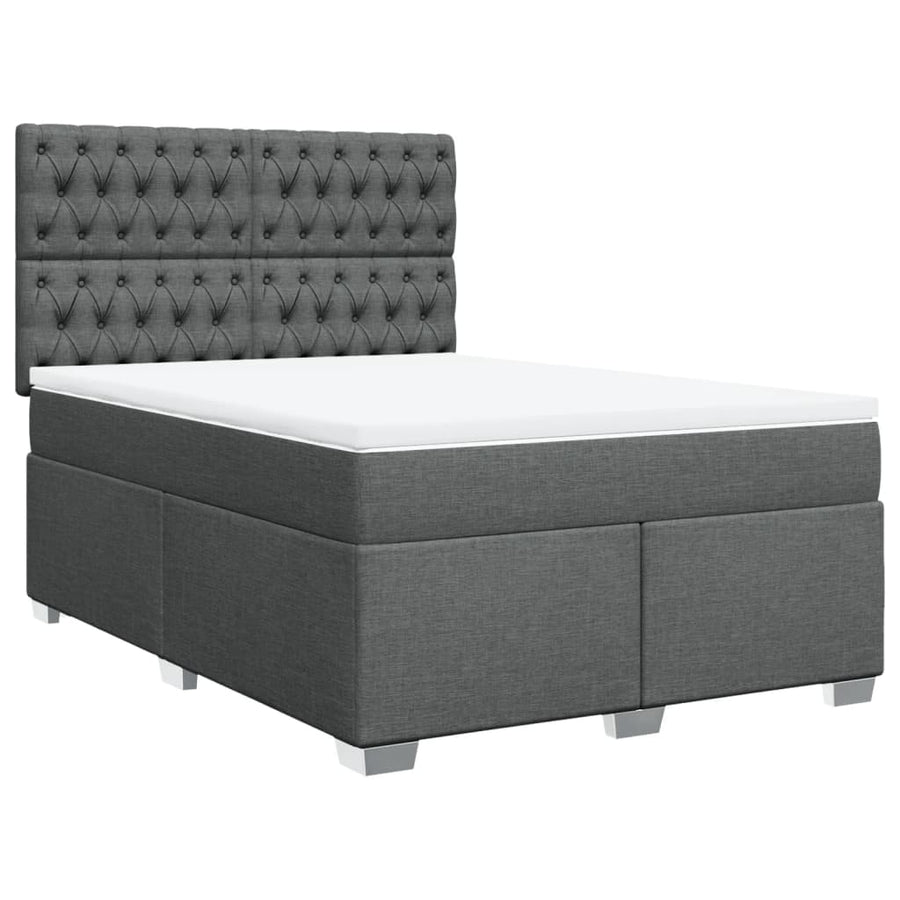 Boxspring met matras stof donkergrijs 140x190 cm