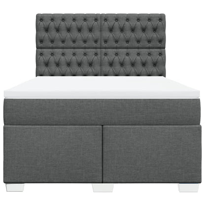 Boxspring met matras stof donkergrijs 140x190 cm