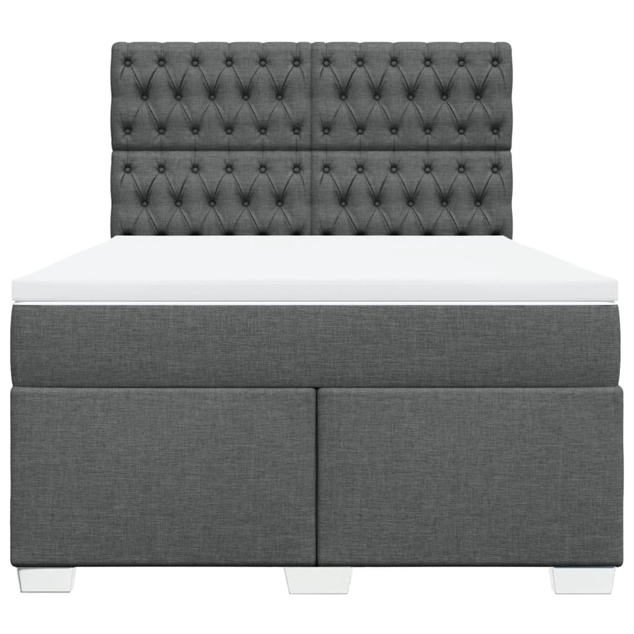 Boxspring met matras stof donkergrijs 140x190 cm