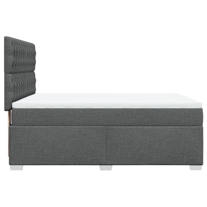 Boxspring met matras stof donkergrijs 140x190 cm