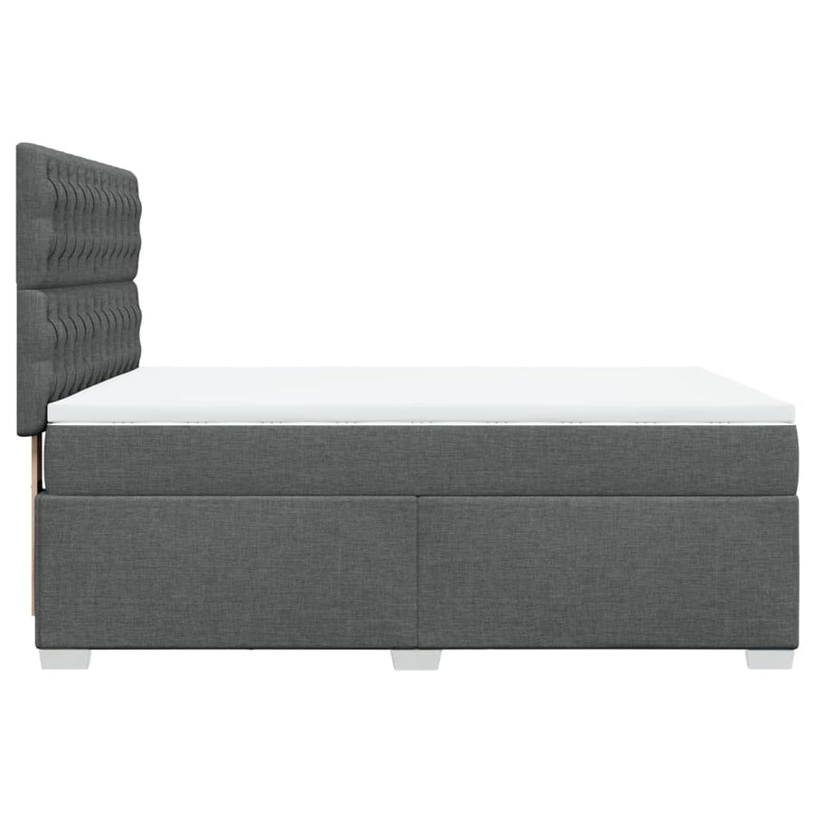 Boxspring met matras stof donkergrijs 140x190 cm