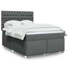 Box spring with mattress fabric dark grey 140x190 cm