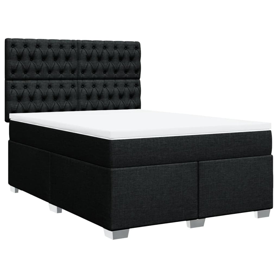 Boxspring met matras stof zwart 140x190 cm