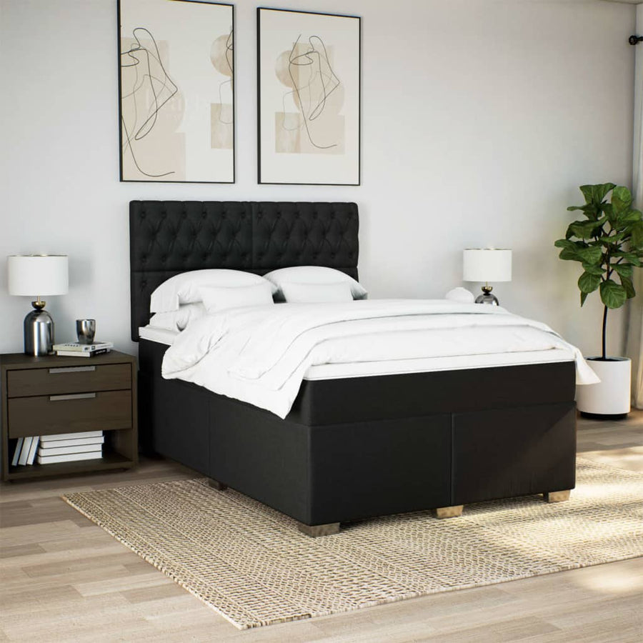 Boxspring met matras stof zwart 140x190 cm