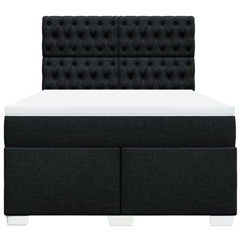 Boxspring met matras stof zwart 140x190 cm