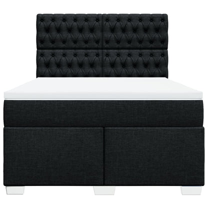 Boxspring met matras stof zwart 140x190 cm