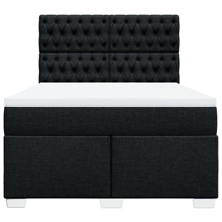 Boxspring met matras stof zwart 140x190 cm