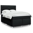 Box spring with fabric mattress black 140x190 cm