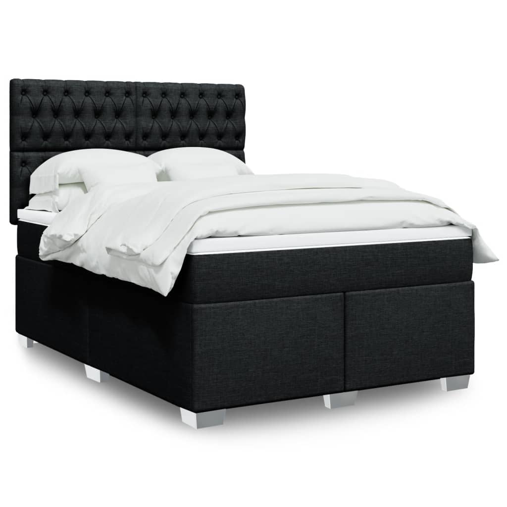 Boxspring met matras stof zwart 140x190 cm